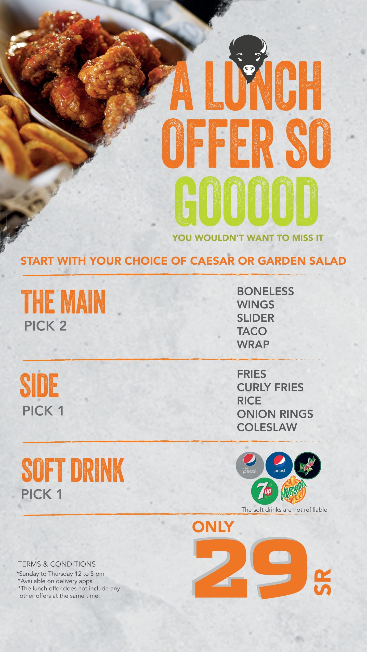 Buffalo Wings and Rings Jeddah LUNCH MENU
